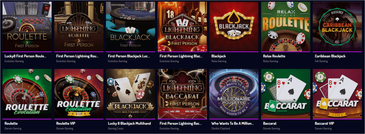Top Table Games Available at Lucky8 Casino Online Canada