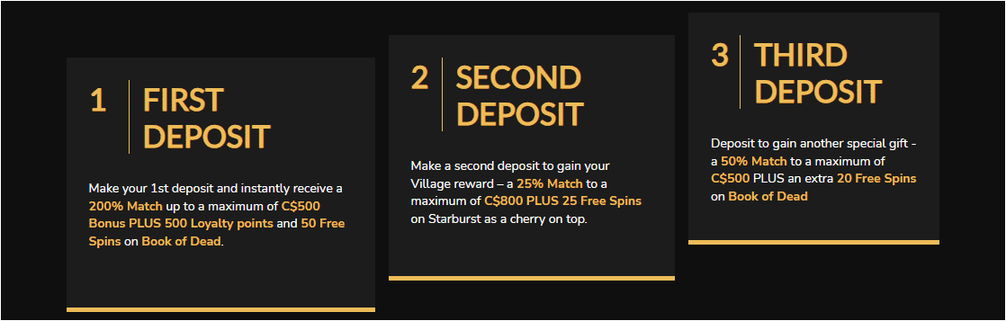 Jackpot Village Bonus - 100% up to C$50 plus 20 free spins on Immortal Romance slots;
