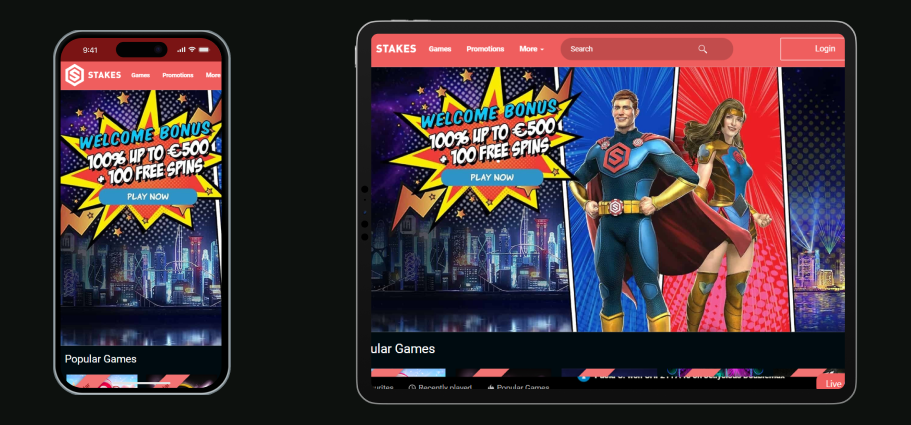 Gamblers can conveniently access casino content on their portable devices, as the brand provides a mobile-friendly version of its standard website. This allows users full access to all games, looking into payout and deposit methods, as well as other essential options. Stakes Casino Mobile