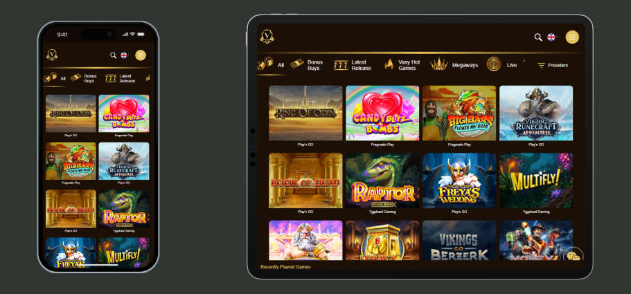 Vasy Online Casino on Mobile Screen Online Casino Vasy Mobile Version